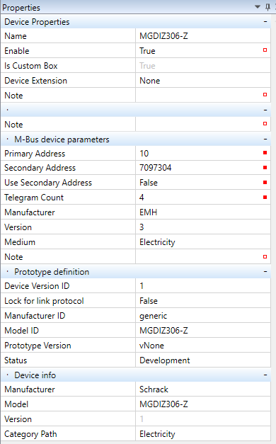 M-Bus device properties