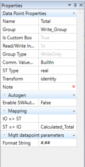 Mapping the calculated internal variable out to the MQTT broker
