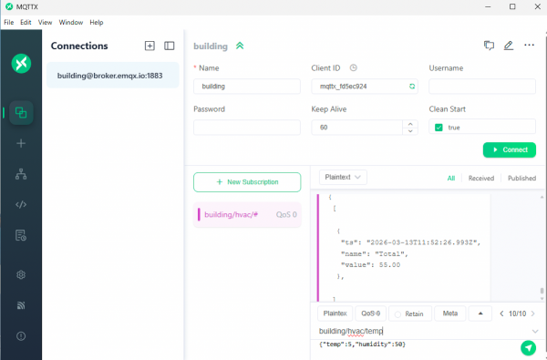Simulating sensor data in MQTTX