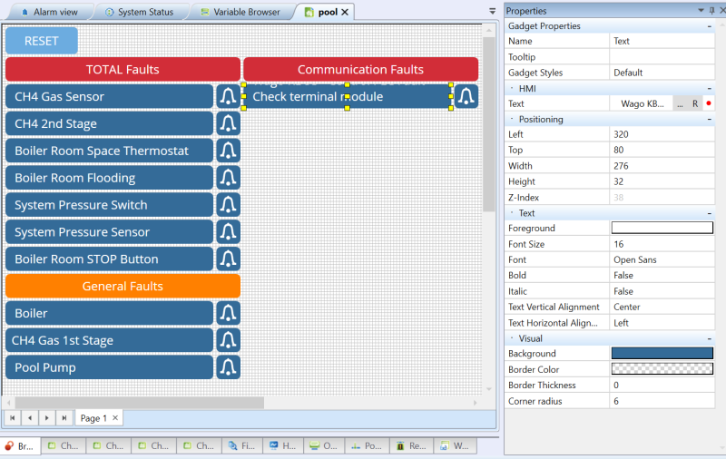 Adjusting the multi-line text gadget on the canvas Adjusting the multi-line text gadget on the canvas