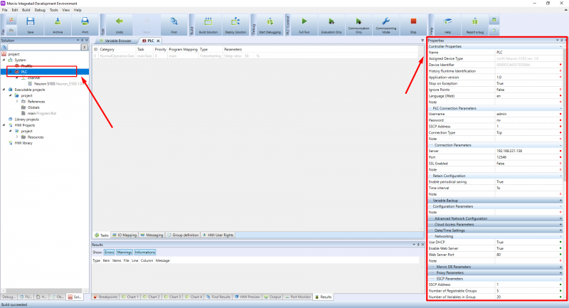 PLC Connection Properties 
