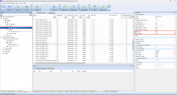  PWM Device Settings in Properties Panel 
